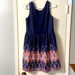 Lace front Navy dress